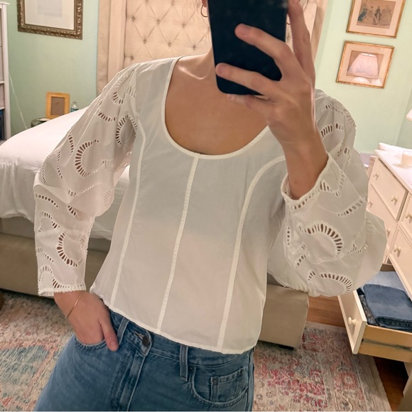 7 For All Mankind - White Eyelet Top - Picture 1 of 5